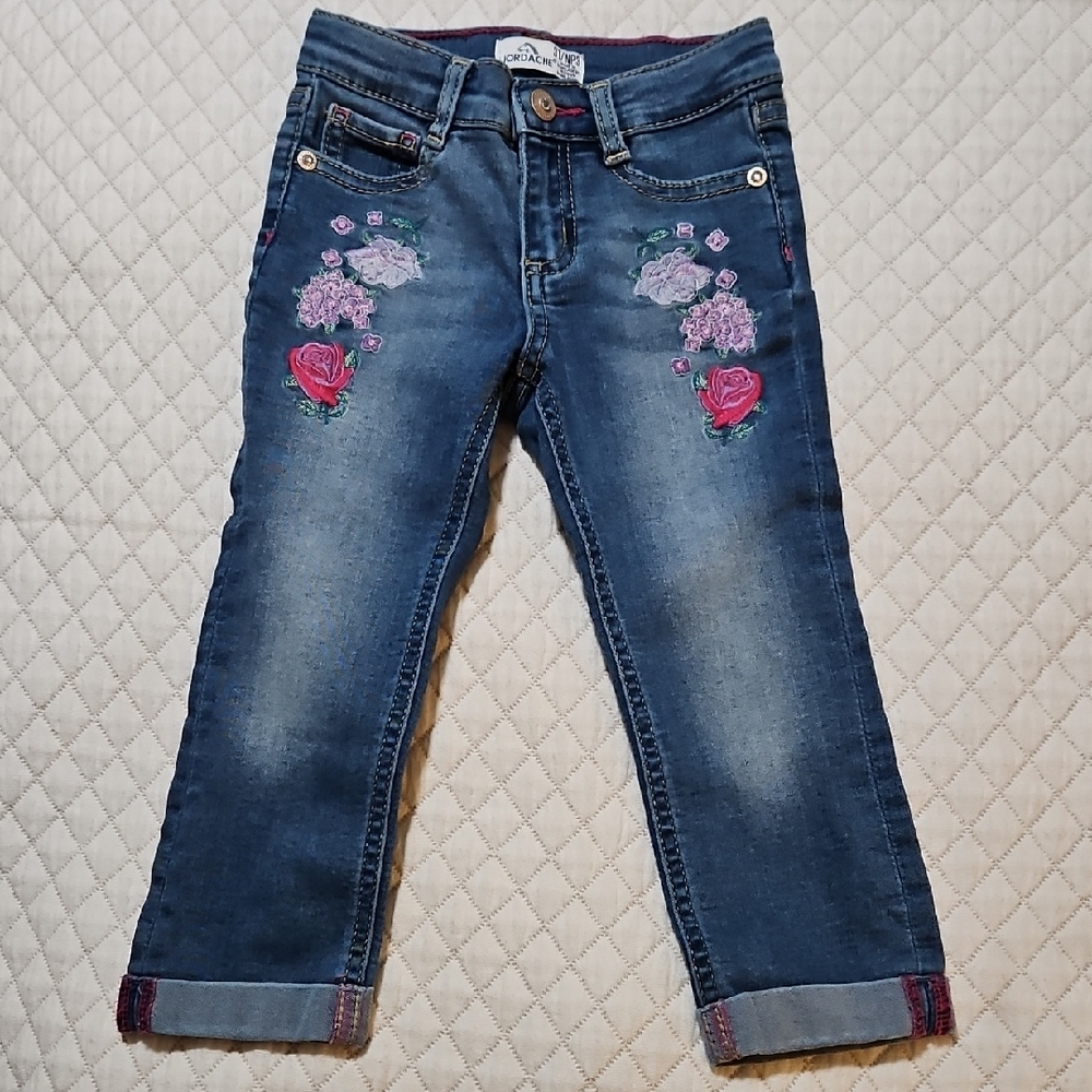 Floral Embroidered Blue Jordache Jeans, Size 3T